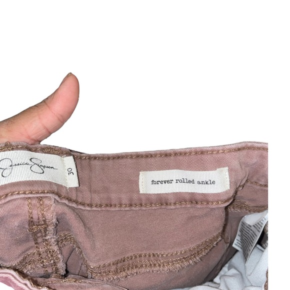 Jessica Simpson Forever Rolled Ankle Crop Skinny Jeans in Pink Salmon High Rise - Picture 4 of 5